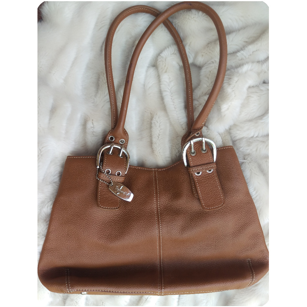 Tignanello cognac brown pebbled MEDIUM tote purse